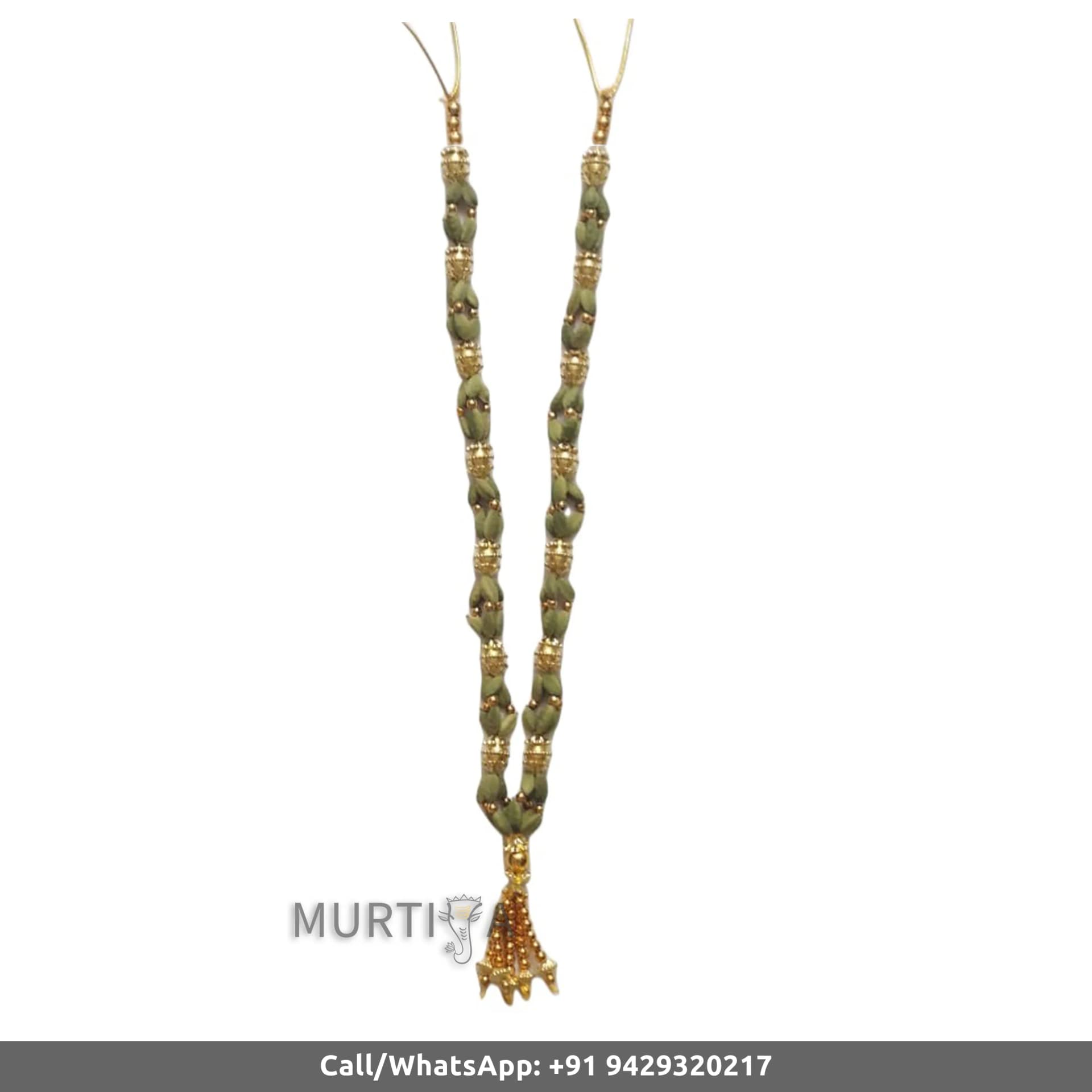 Welcome Guest Mala Cardamom Garland 2 Ft with Gold Beads