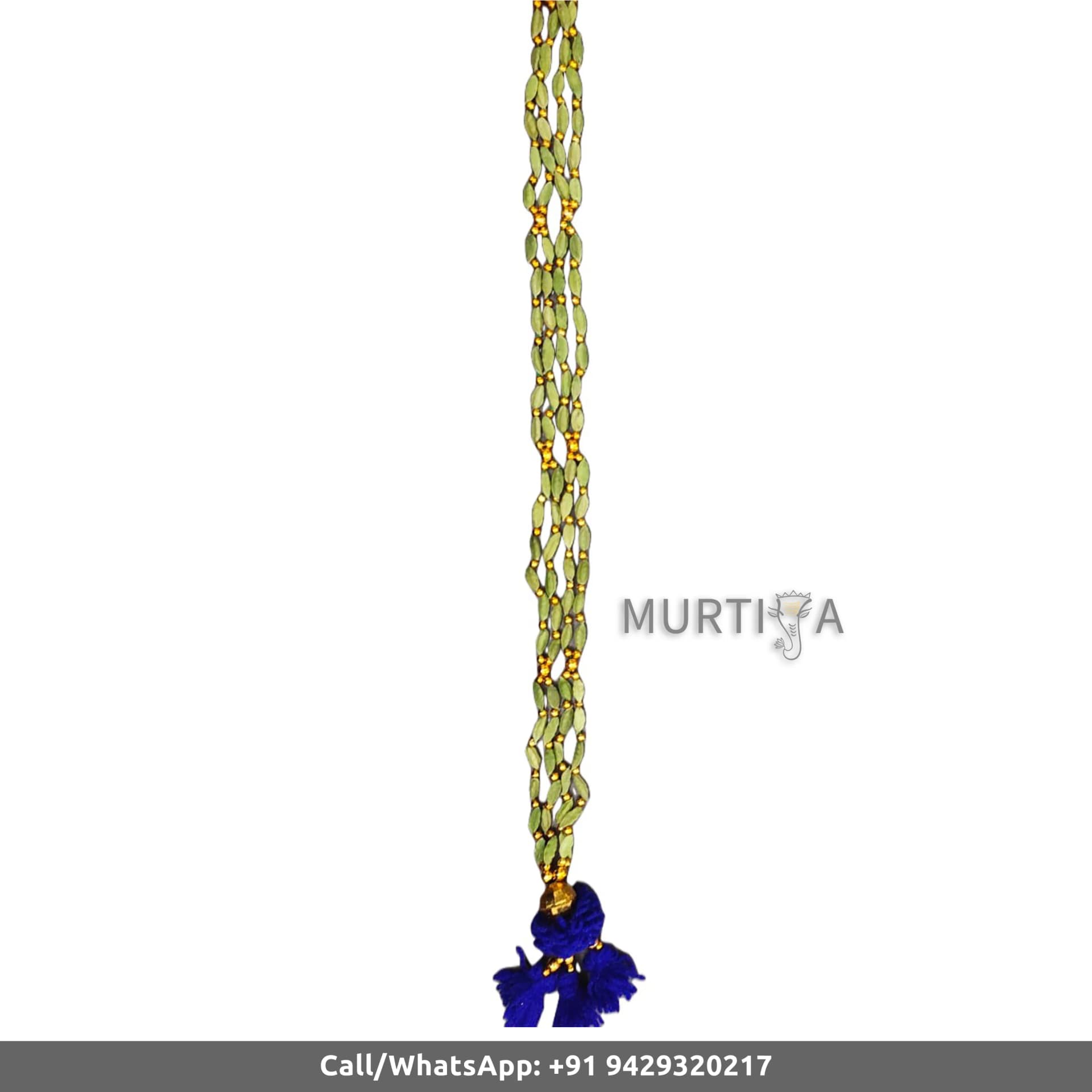 Welcome Guest Mala Cardamom Garland 2 Ft – Blue String & Golden Beads