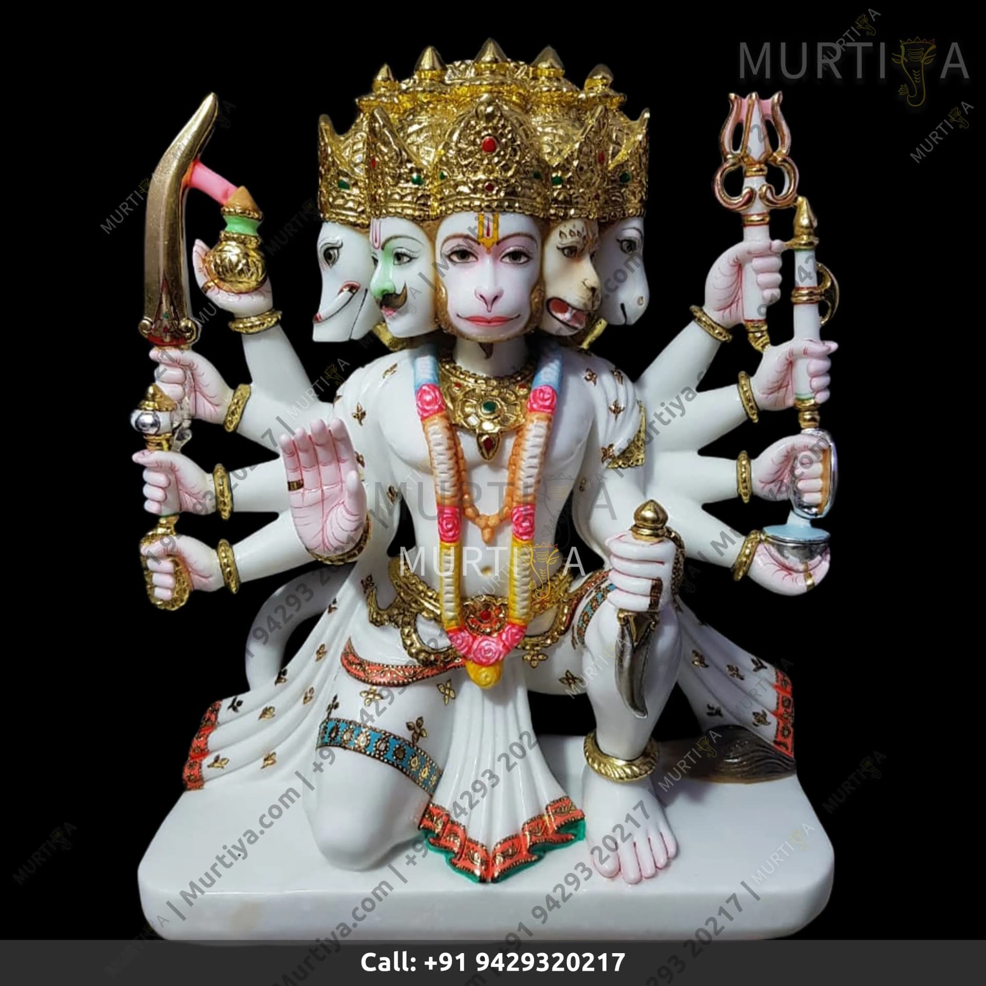 Hanuman Ji With 5 Faces made in Marble (Makrana) | 18–30 Inch