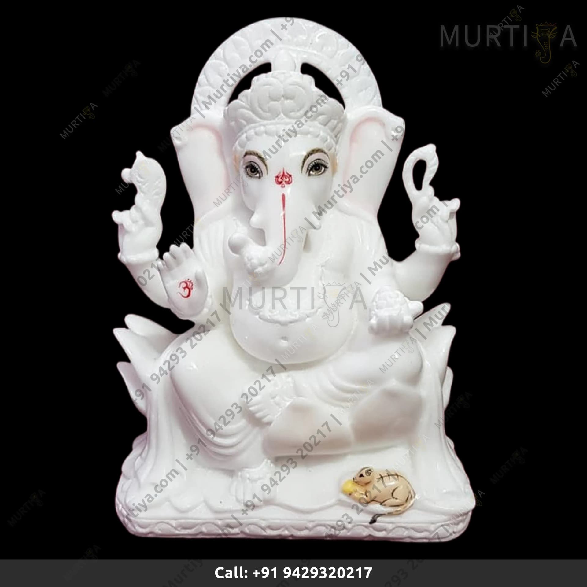 Marble Ganesh Ji Pure White Idol (Makrana) 12–30 Inch