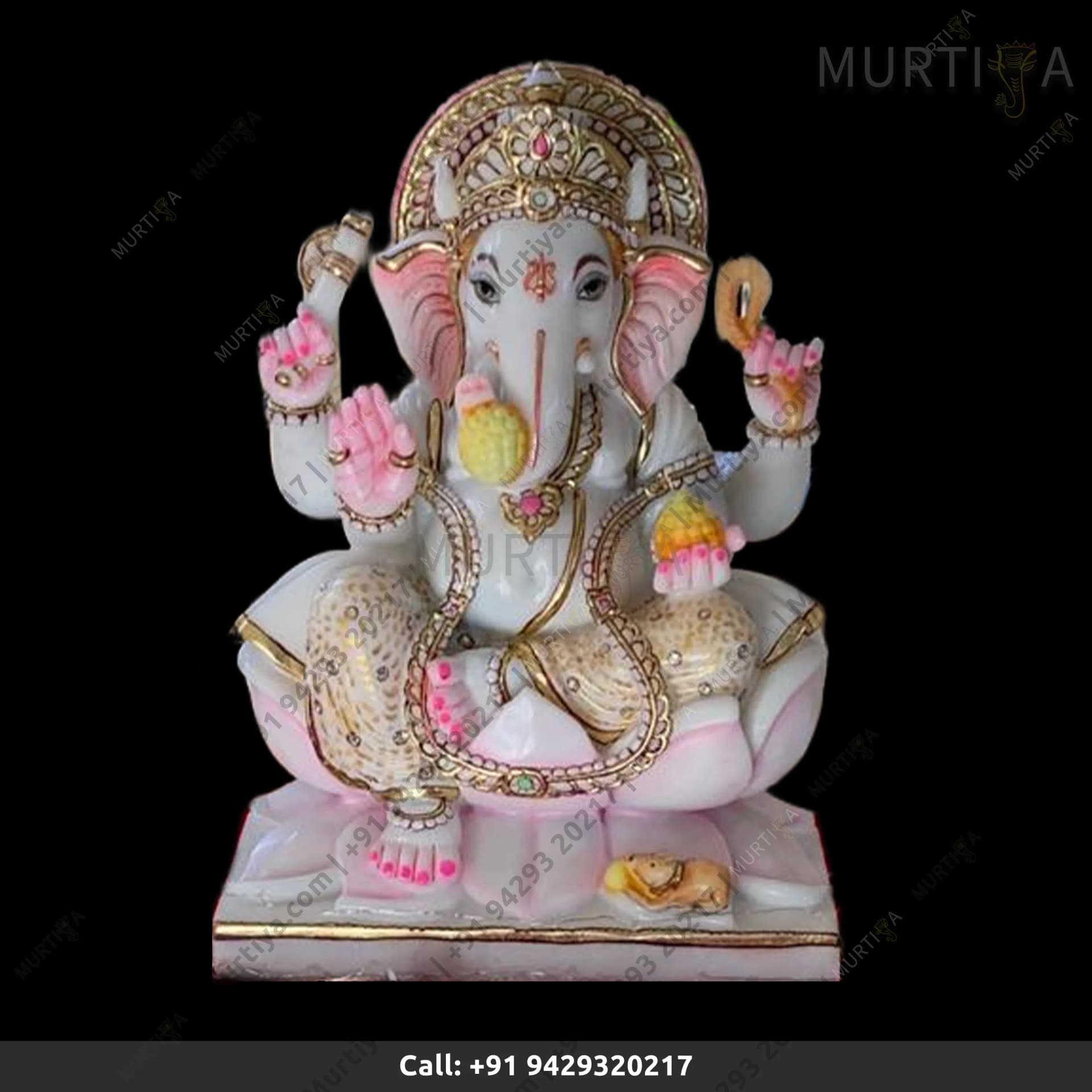 Marble Ganesh ji Siddhivinayak Style Makrana Idol (12–30 Inch)