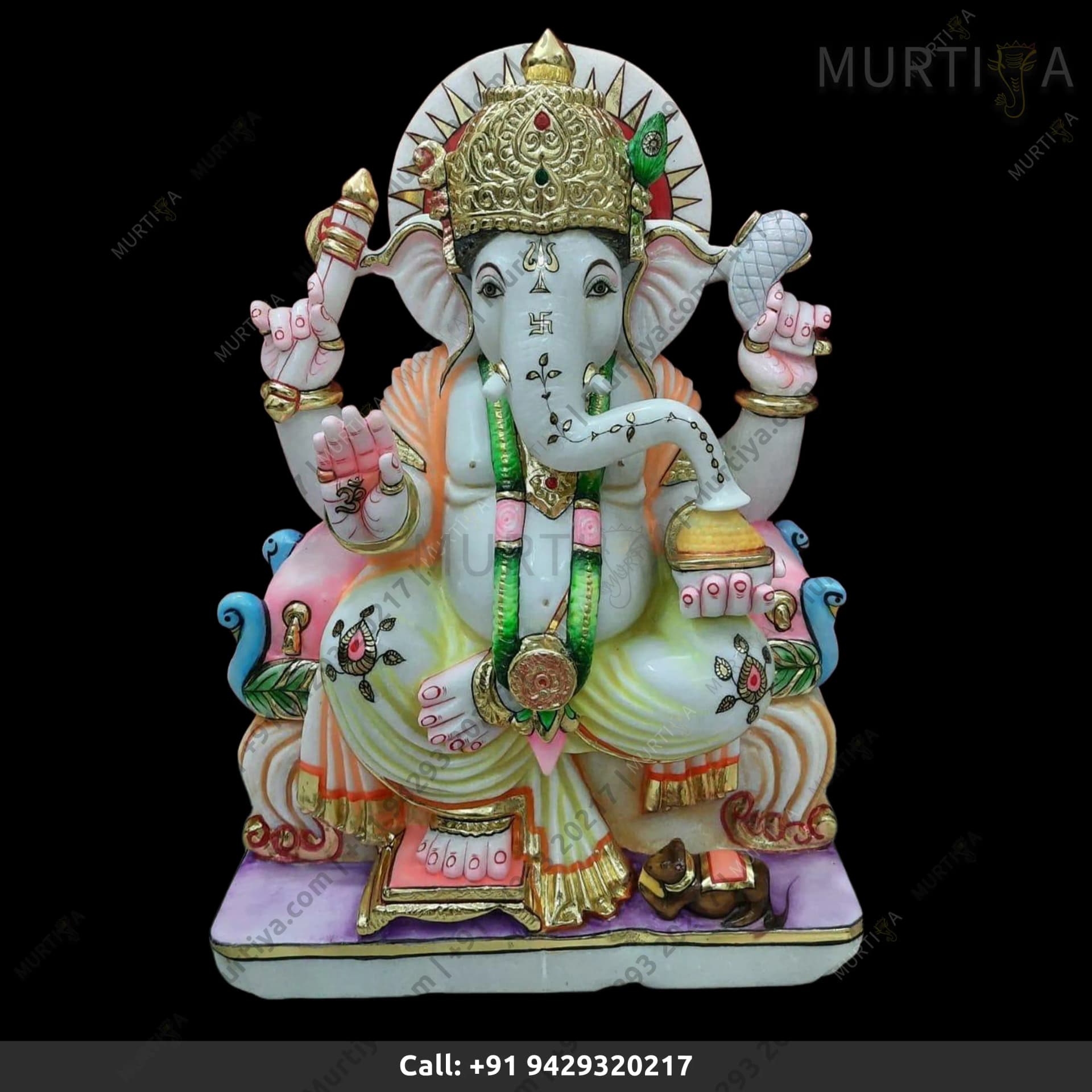 Marble Ganesh ji in South Indian Style Makrana (12–30 Inch)