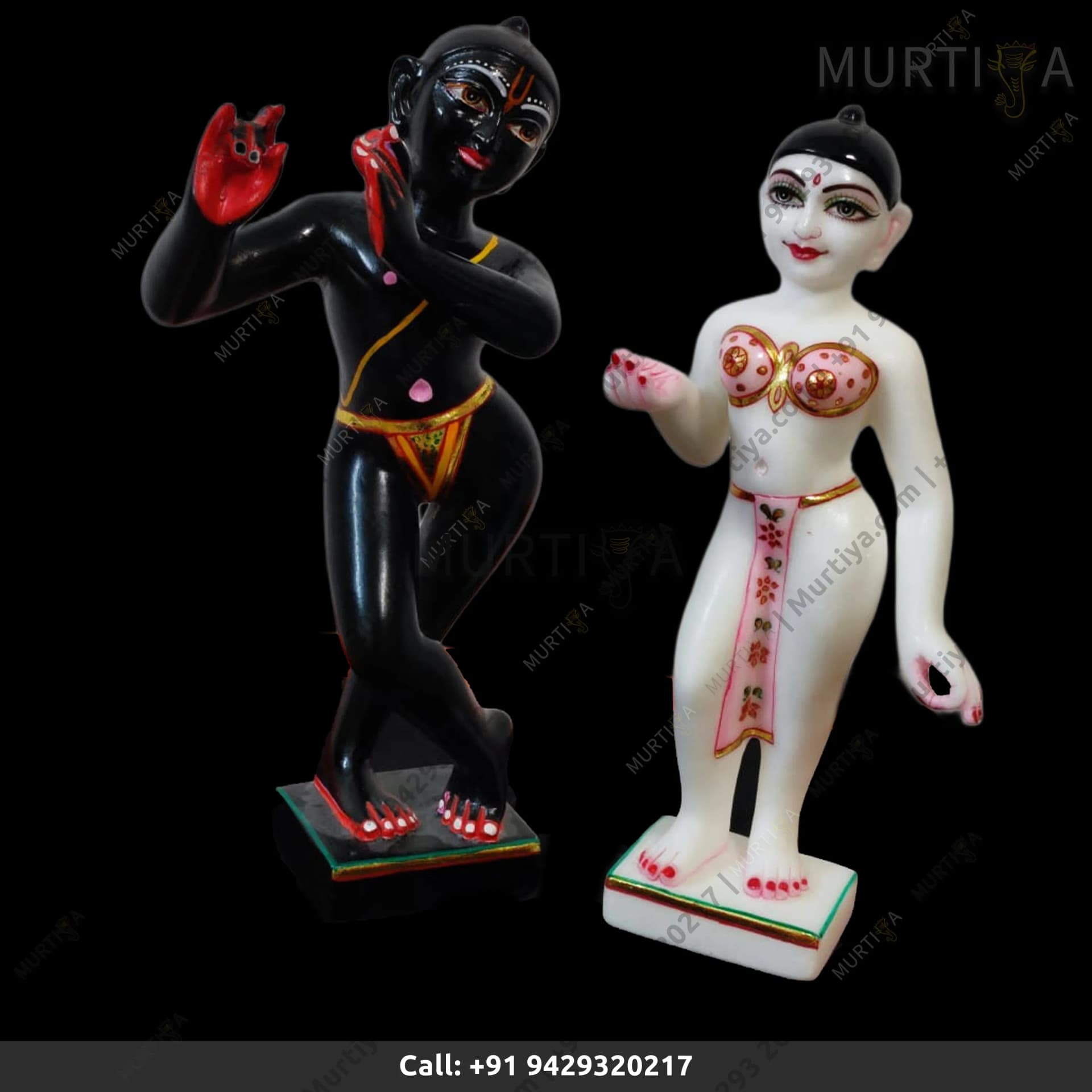 ISKCON Radha Back Krishna Makrana Marble Statue (Pure Handmade)