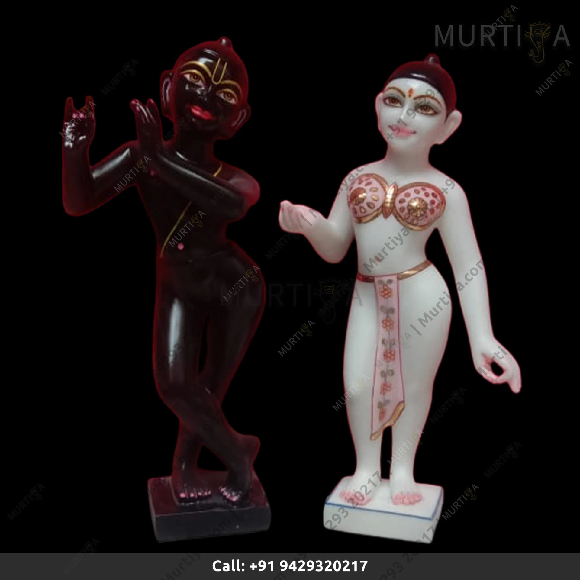 ISKCON White Radha Back Krishna Marble Statue Pure Handmade