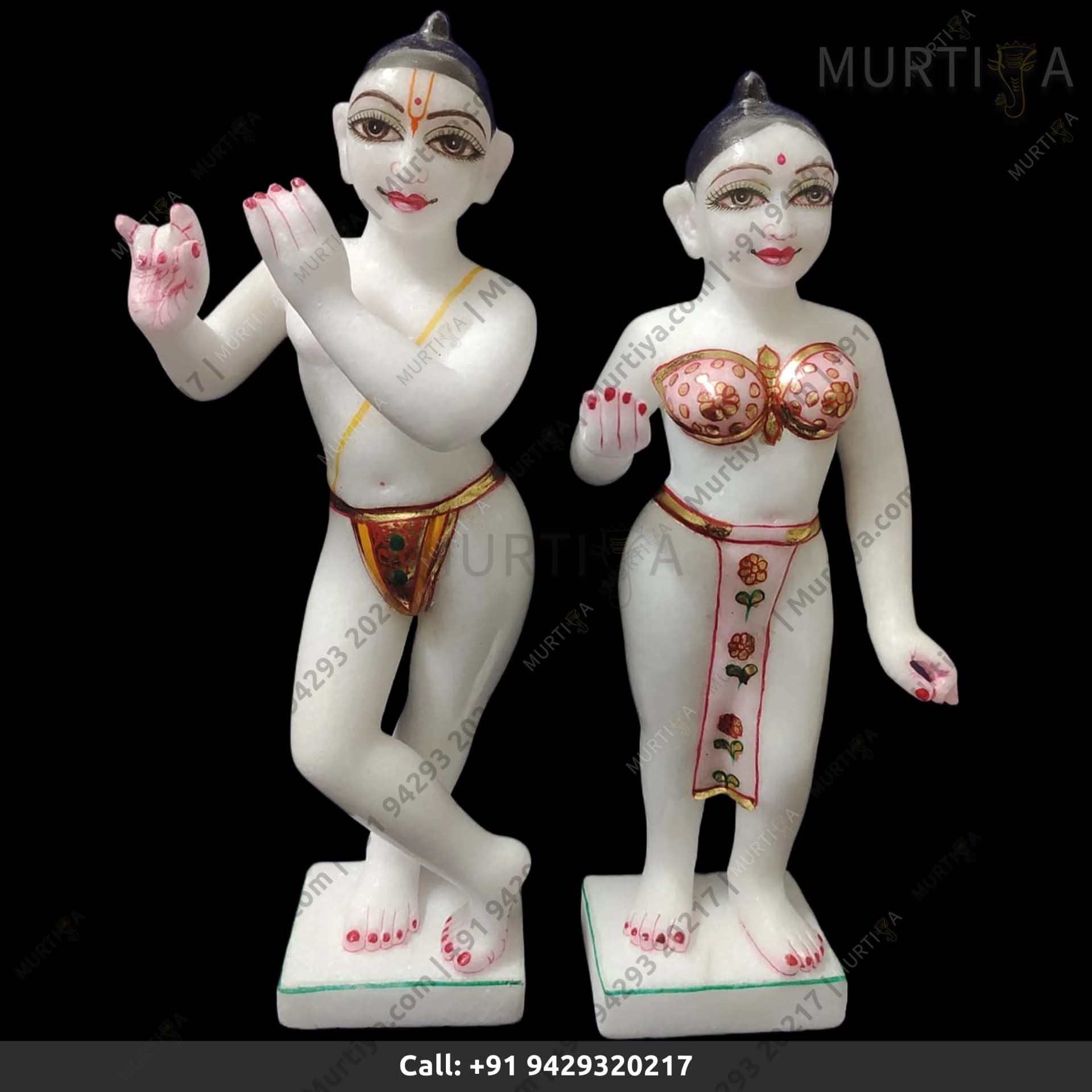 ISKCON Pure White Makrana Krishna Marble Statue Handmade