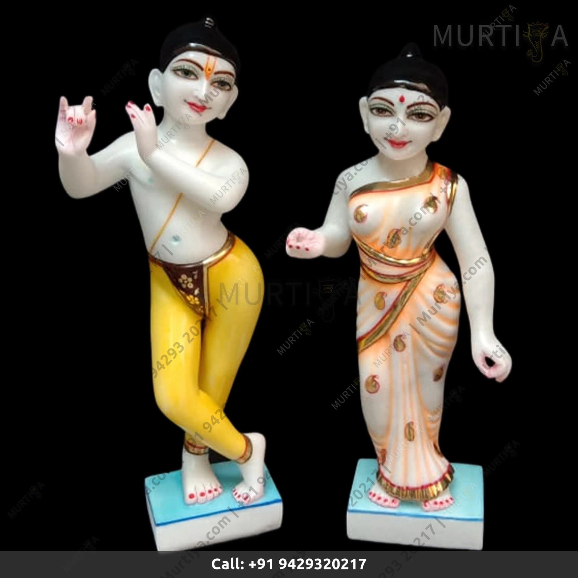 ISKCON Pure White Vietnam Marble Radha Painted Clothes Handmade
