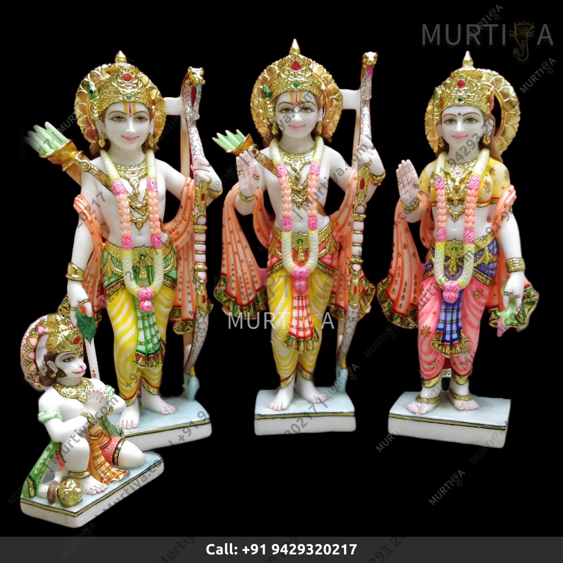 Marble Ram Darbar With Hanuman Ji Makrana Square (12–24 Inch)