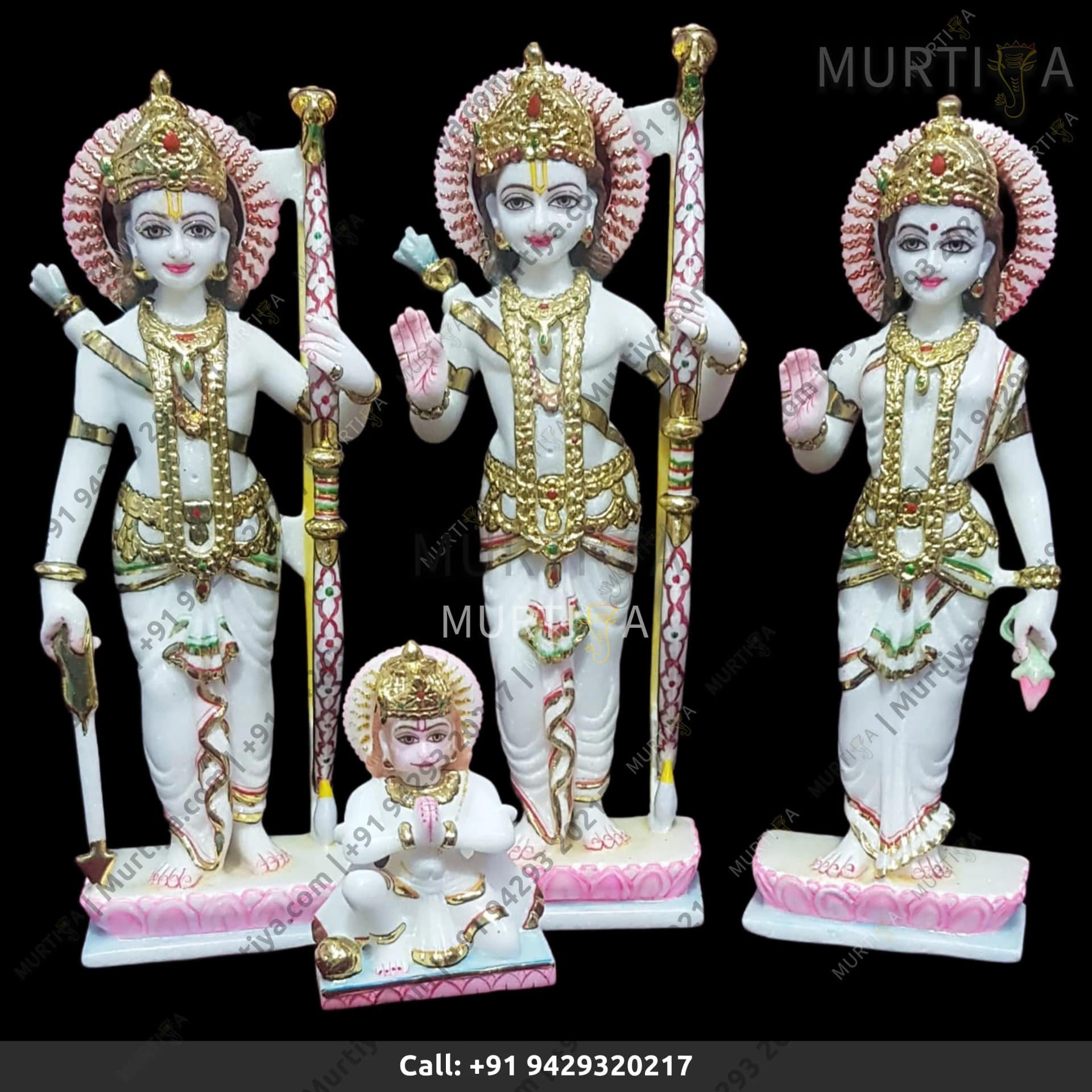 Marble Ramdabar On Lotus Base (Makrana Marble, 12–24 Inch)