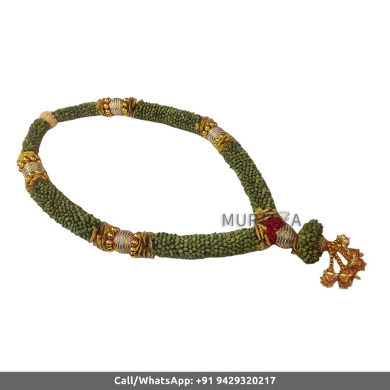 South Indian Wedding Garland-Green Cardamom with golden and diamond beads flower-Natural Green Cardamom Garland For Wedding-Elaichi/Cardamom Malai-Idol Garland-Statue Garland (1 piece only)