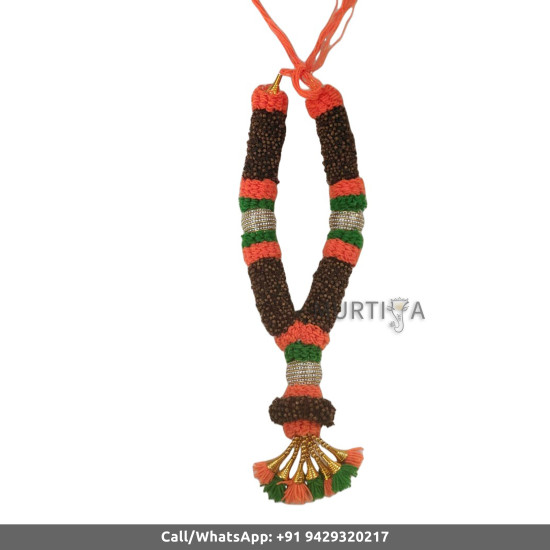 Wedding Mala-Black Paper Garland with orange and green-Marriage Couples Mala-Mala For God Photo-Welcome Guest Mala-Black Paper Garland-Indian Wedding Garland/Haar (1 Piece Only)