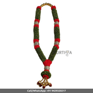 South Indian Wedding Garland-Green Cardamom with red color string ribbon flower and golden beads-Natural Green Cardamom Garland For Wedding-Elaichi/Cardamom Malai-Idol Garland-Statue Garland (1 piece only) South Indian Wedding Garland-Green Cardamom with red color string ribbon flower and golden beads-Natural Green Cardamom Garland For Wedding-Elaichi/Cardamom Malai-Idol Garland-Statue Garland (1 piece only)