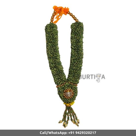 South Indian Wedding Garland-Green Cardamom with golden beads with golden ball-Natural Green Cardamom Garland For Wedding-Elaichi/Cardamom Malai-Idol Garland-Statue Garland (1 piece only)