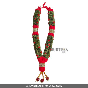 South Indian Wedding Garland-Green Cardamom with red string ribbon flower and diamond ball with golden beads with red beads within cardamom-Natural Green Cardamom Garland For Wedding-Elaichi/Cardamom Malai-Idol Garland-Statue Garland (1 piece only) South Indian Wedding Garland-Green Cardamom with red string ribbon flower and diamond ball with golden beads with red beads within cardamom-Natural Green Cardamom Garland For Wedding-Elaichi/Cardamom Malai-Idol Garland-Statue Garland (1 piece only)