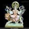 Marble Durga Maa With Light Pink And Aggressive Lion - 10 Hands