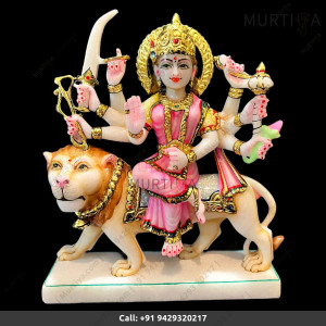 9 Inch Pure Marble Durgaa Maa | best for Home - Temple | Murtiya.com