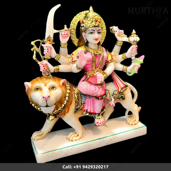 9 Inch Pure Marble Durgaa Maa | best for Home - Temple