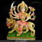 Marble Durga Maa Light Pink Saree And Aggressive Lion - 9 Inch