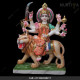 Marble Durga Maa With Orange And Green Saree Aggressive Lion Marble Durga Maa With Orange And Green Saree Aggressive Lion