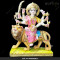 Marble Durga Maa With Light Red And Light Blue Color Matt