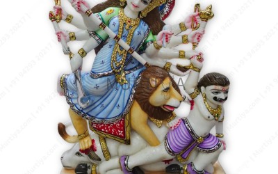 Buy 27 Inch Mahisasur Mardini Durga Maa Marble Murti – Handcrafted by Murtiya.com, India’s #1 Custom Marble Deity Manufacturer and exporter