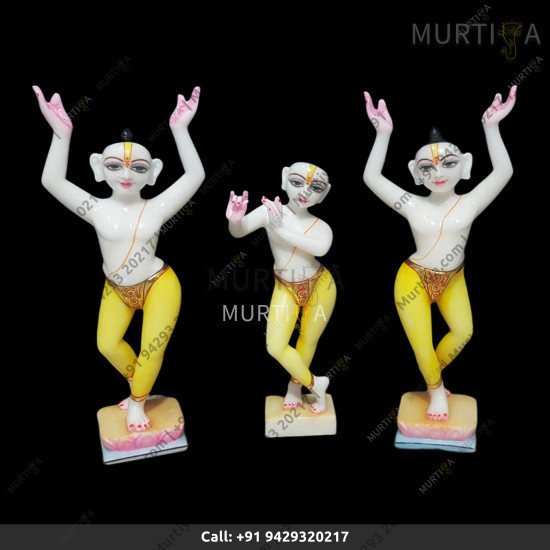 ISKCON Gaura Nitai With Krishna Marble Deity Handmade  