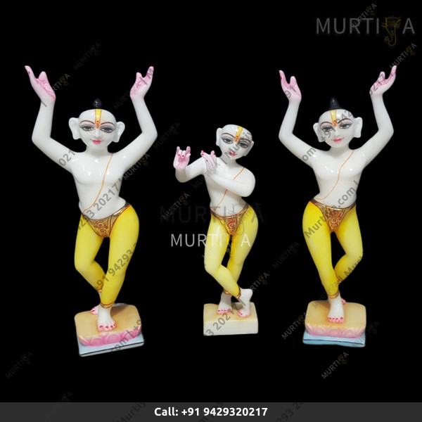 ISKCON Gaura Nitai With Krishna Marble Deity Handmade ISKCON Gaura Nitai With Krishna Marble Deity Handmade