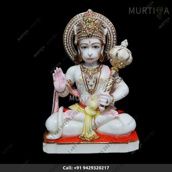 Hanuman Ji Pure White Marble and Stone Work