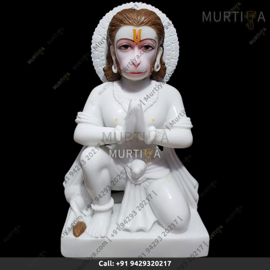 Hanuman Ji Pure White Marble 