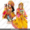 ISKCON White Radha Krishna Marble Statue With Yellow Blue Clothes Jewellery Pure Handmade  