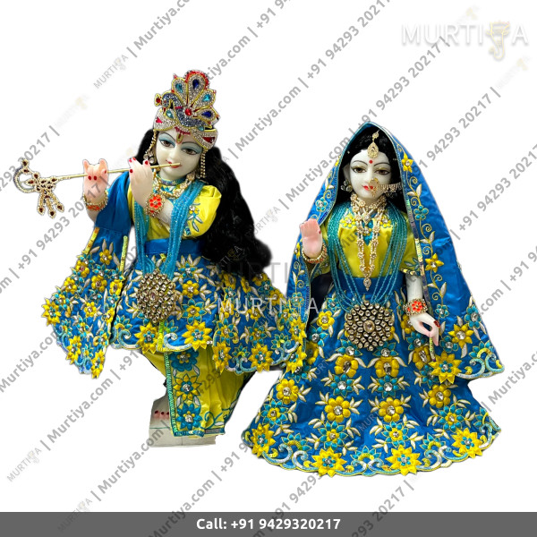 ISKCON 18 Inch Radha Krishna White Marble Statue Pure Handmade ISKCON 18 Inch Radha Krishna White Marble Statue Pure Handmade