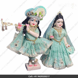 18 Inches ISKCON White Radha Krishna Marble Statue With Light Blue Color Dress Clothes-Jewellery Pure Handmade Buy Online - Murtiya 18 Inches ISKCON White Radha Krishna Marble Statue With Light Blue Color Dress Clothes-Jewellery Pure Handmade Buy Online - Murtiya