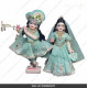 18 Inches ISKCON White Radha Krishna Marble Statue With Light Blue Color Dress Clothes-Jewellery Pure Handmade  