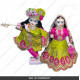 18 Inches ISKCON White Radha Krishna Marble Statue With Light Green Pink Dress Clothes-Jewellery Pure Handmade  