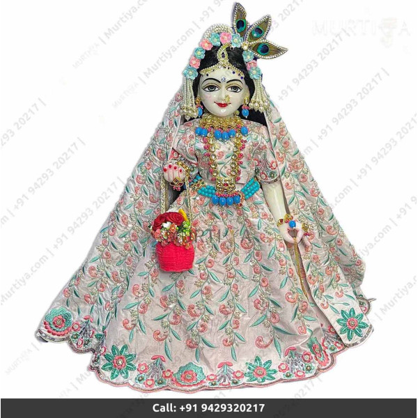 18 Inches ISKCON White Radha Krishna Marble Statue With off-white Embroidery Clothes-Jewellery Pure Handmade 18 Inches ISKCON White Radha Krishna Marble Statue With off-white Embroidery Clothes-Jewellery Pure Handmade