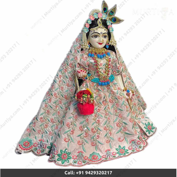 18 Inches ISKCON White Radha Krishna Marble Statue With off-white Embroidery Clothes-Jewellery Pure Handmade 18 Inches ISKCON White Radha Krishna Marble Statue With off-white Embroidery Clothes-Jewellery Pure Handmade
