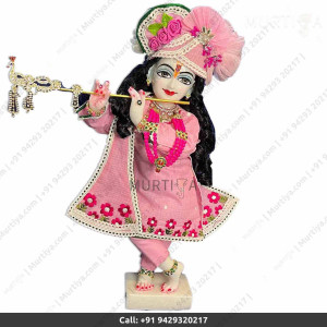 18 Inches ISKCON White Radha Krishna Marble Statue With Pink Dress Clothes-Jewellery Pure Handmade Buy Online - Murtiya 18 Inches ISKCON White Radha Krishna Marble Statue With Pink Dress Clothes-Jewellery Pure Handmade Buy Online - Murtiya