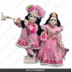 18 Inches ISKCON White Radha Krishna Marble Statue With Pink Dress Clothes-Jewellery Pure Handmade  