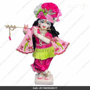 18 Inches ISKCON White Radha Krishna Marble Statue With Pink Green Dress Clothes-Jewellery Pure Handmade Buy Online - Murtiya 18 Inches ISKCON White Radha Krishna Marble Statue With Pink Green Dress Clothes-Jewellery Pure Handmade Buy Online - Murtiya