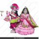 18 Inches ISKCON White Radha Krishna Marble Statue With Pink Green Dress Clothes-Jewellery Pure Handmade  