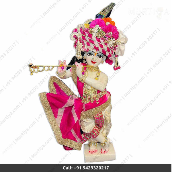 18 Inches ISKCON White Radha Krishna Marble Statue With Pink and off white Clothes-Jewellery Pure Handmade 18 Inches ISKCON White Radha Krishna Marble Statue With Pink and off white Clothes-Jewellery Pure Handmade