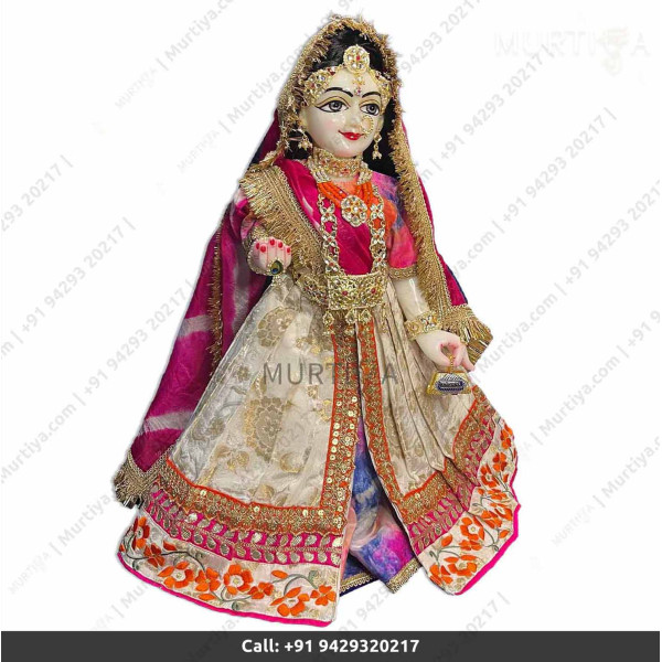 18 Inches ISKCON White Radha Krishna Marble Statue With Pink and off white Clothes-Jewellery Pure Handmade 18 Inches ISKCON White Radha Krishna Marble Statue With Pink and off white Clothes-Jewellery Pure Handmade