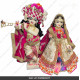 18 Inches ISKCON White Radha Krishna Marble Statue With Pink and off white Clothes-Jewellery Pure Handmade  