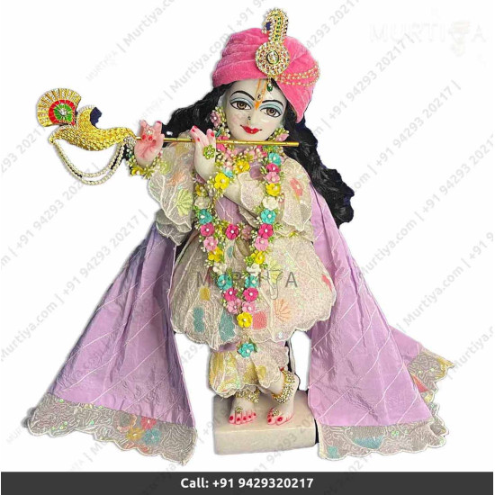 18 Inches ISKCON White Radha Krishna Marble Statue With Pink white flower style dress Clothes-Jewellery Pure Handmade 18 Inches ISKCON White Radha Krishna Marble Statue With Pink white flower style dress Clothes-Jewellery Pure Handmade