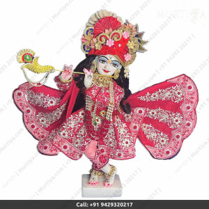 18 Inches ISKCON White Radha Krishna Marble Statue With Red Embroidery Dress Clothes-Jewellery Pure Handmade Buy Online - Murtiya 18 Inches ISKCON White Radha Krishna Marble Statue With Red Embroidery Dress Clothes-Jewellery Pure Handmade Buy Online - Murtiya