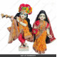 18 Inch ISKCON White Radha Krishna Marble Statue With Yellow Dress and Saree Clothes-Jewellery Pure Handmade