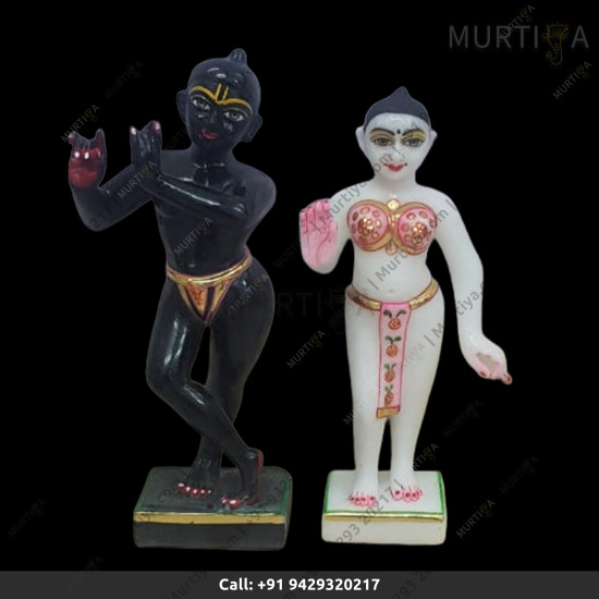 ISKCON Custom White Radha Back Krishna Marble Statue Pure Handmade  