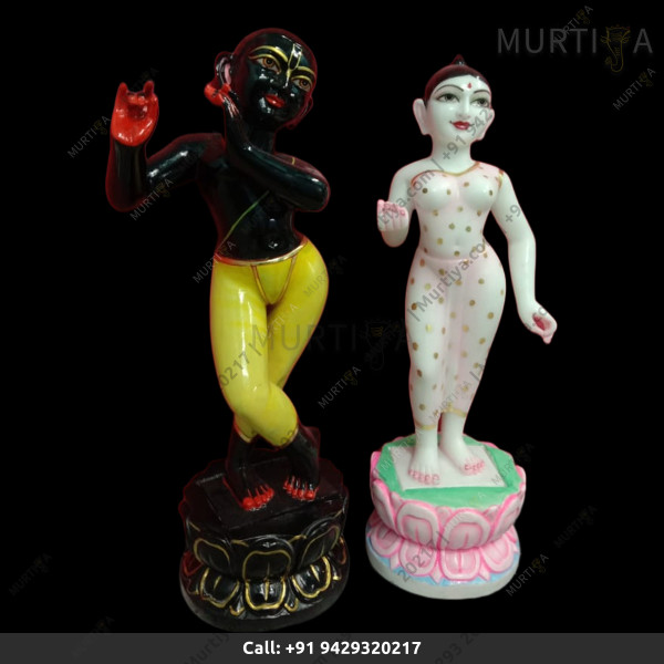 ISKCON Radha Back Krishna Marble Statue Pure Handmade With Lotus Base ISKCON Radha Back Krishna Marble Statue Pure Handmade With Lotus Base