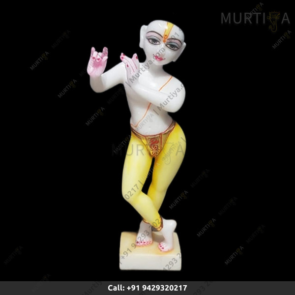 ISKCON Pure White Krishna Marble Statue With Base Pure Handmade For Home Office ISKCON Pure White Krishna Marble Statue With Base Pure Handmade For Home Office