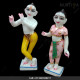 ISKCON Pure White Krishna Radha Marble Statue Pure Handmade  With Full Pink And Green Color 