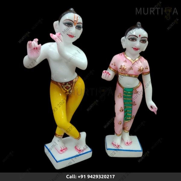 ISKCON Pure White Krishna Radha Marble Statue Pure Handmade With Full Pink And Green Color ISKCON Pure White Krishna Radha Marble Statue Pure Handmade With Full Pink And Green Color